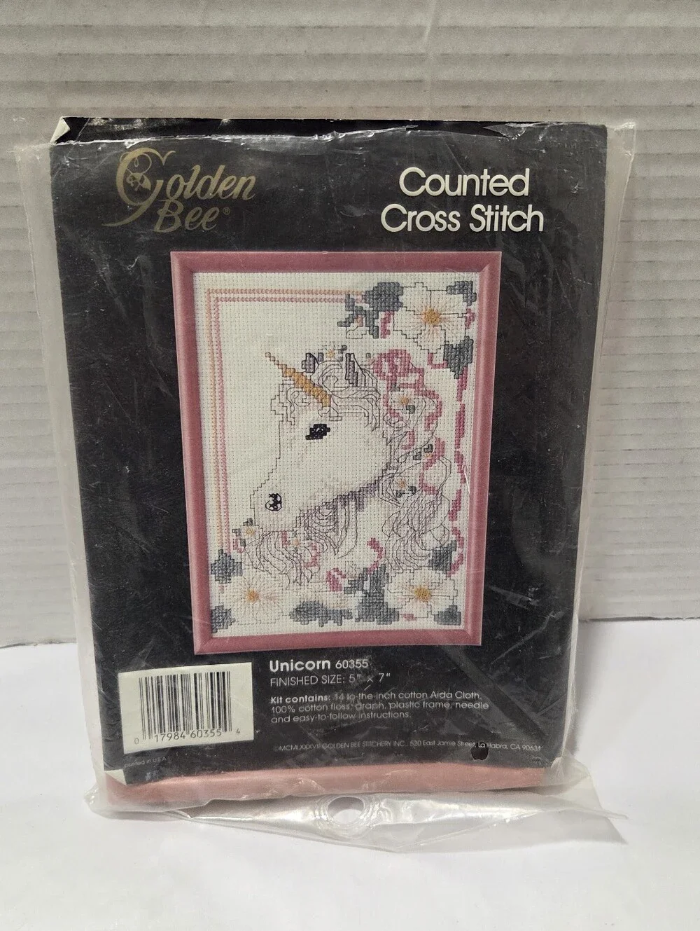 Golden Bee Vintage 1988 Unicorn Counted Cross Stitch Kit Opened